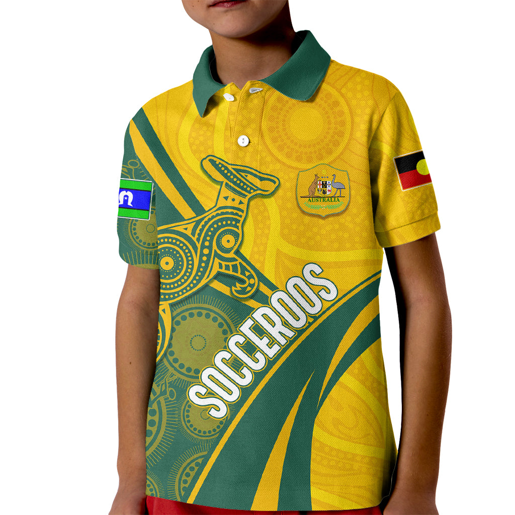 personalised-australia-soccer-socceroos-indigenous-kid-polo-shirt-world-cup-2023