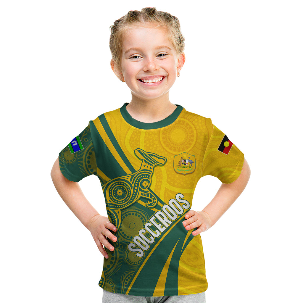 personalised-australia-soccer-socceroos-indigenous-kid-t-shirt-world-cup-2023