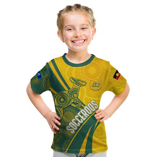 personalised-australia-soccer-socceroos-indigenous-kid-t-shirt-world-cup-2023
