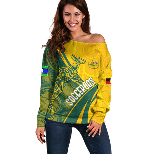 personalised-australia-soccer-socceroos-indigenous-off-shoulder-sweater-world-cup-2023