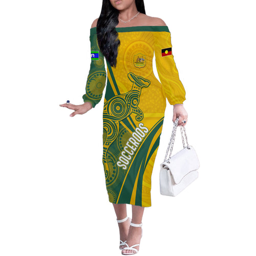 personalised-australia-soccer-socceroos-indigenous-off-the-shoulder-long-sleeve-dress-world-cup-2023