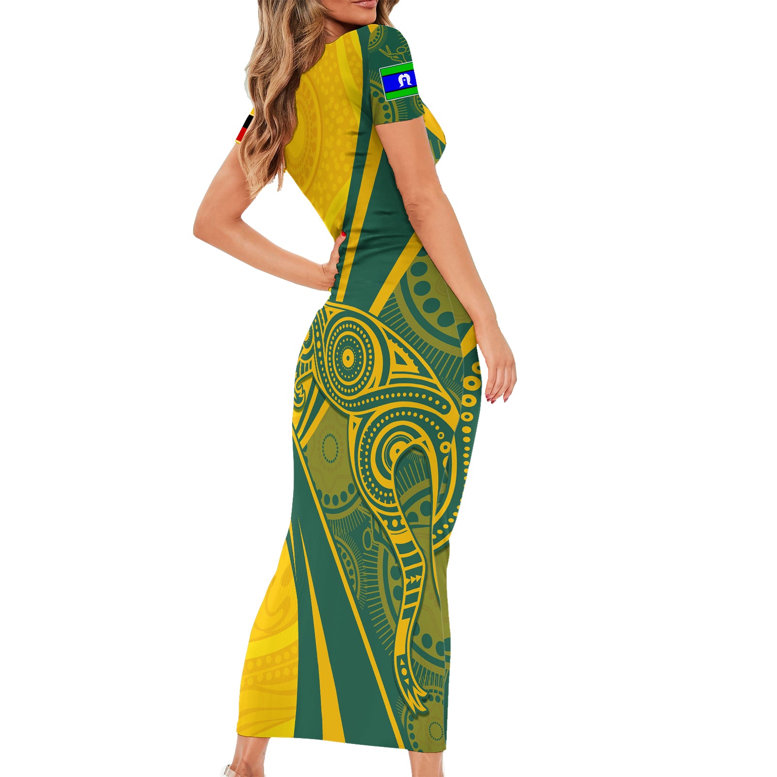 personalised-australia-soccer-socceroos-indigenous-short-sleeve-bodycon-dress-world-cup-2023