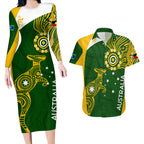 personalised-australia-indigenous-couples-matching-long-sleeve-bodycon-dress-and-hawaiian-shirt-wallabies-champions-rugby-world-cup-2023