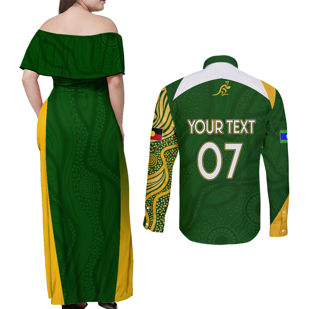 personalised-australia-indigenous-couples-matching-off-shoulder-maxi-dress-and-long-sleeve-button-shirts-wallabies-champions-rugby-world-cup-2023