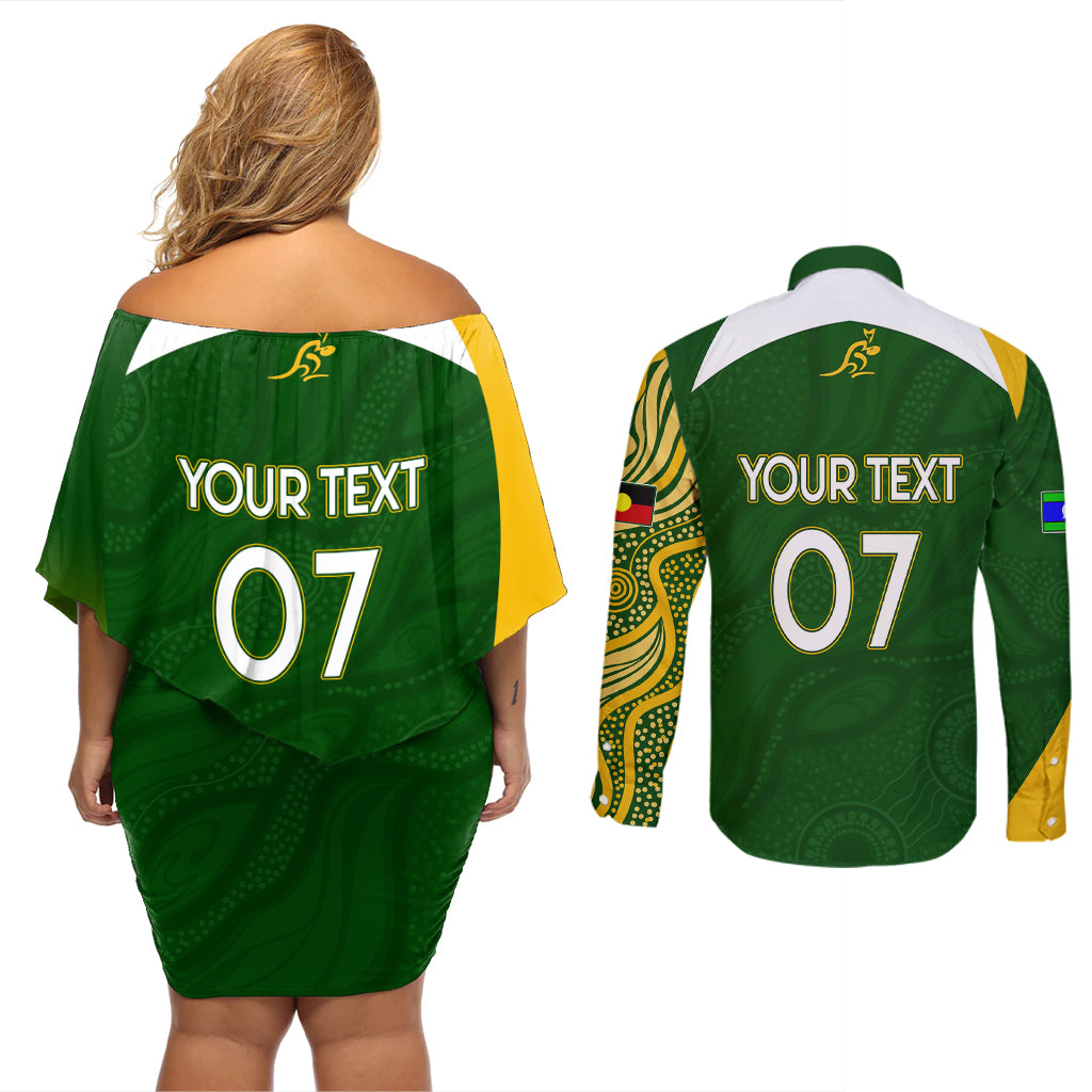 personalised-australia-indigenous-couples-matching-off-shoulder-short-dress-and-long-sleeve-button-shirts-wallabies-champions-rugby-world-cup-2023