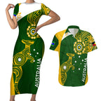 personalised-australia-indigenous-couples-matching-short-sleeve-bodycon-dress-and-hawaiian-shirt-wallabies-champions-rugby-world-cup-2023