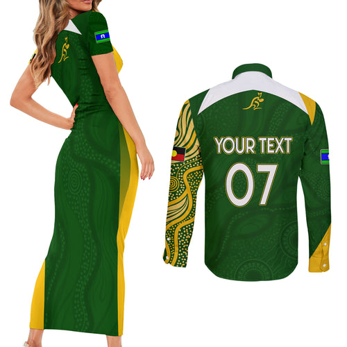 personalised-australia-indigenous-couples-matching-short-sleeve-bodycon-dress-and-long-sleeve-button-shirts-wallabies-champions-rugby-world-cup-2023