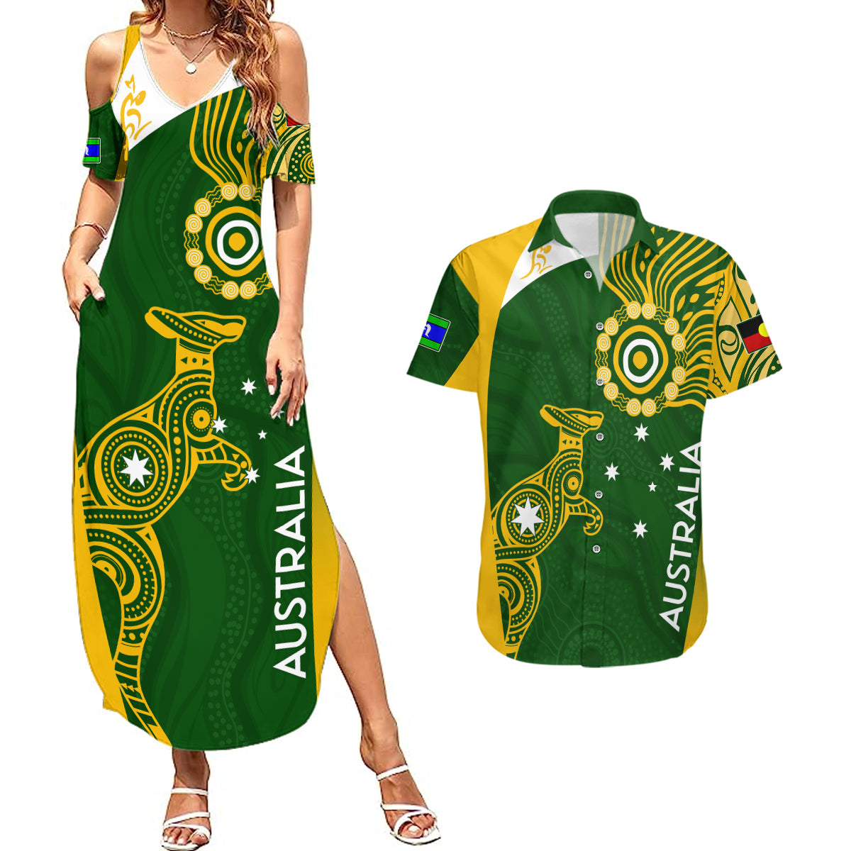 personalised-australia-indigenous-couples-matching-summer-maxi-dress-and-hawaiian-shirt-wallabies-champions-rugby-world-cup-2023