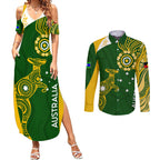 personalised-australia-indigenous-couples-matching-summer-maxi-dress-and-long-sleeve-button-shirts-wallabies-champions-rugby-world-cup-2023