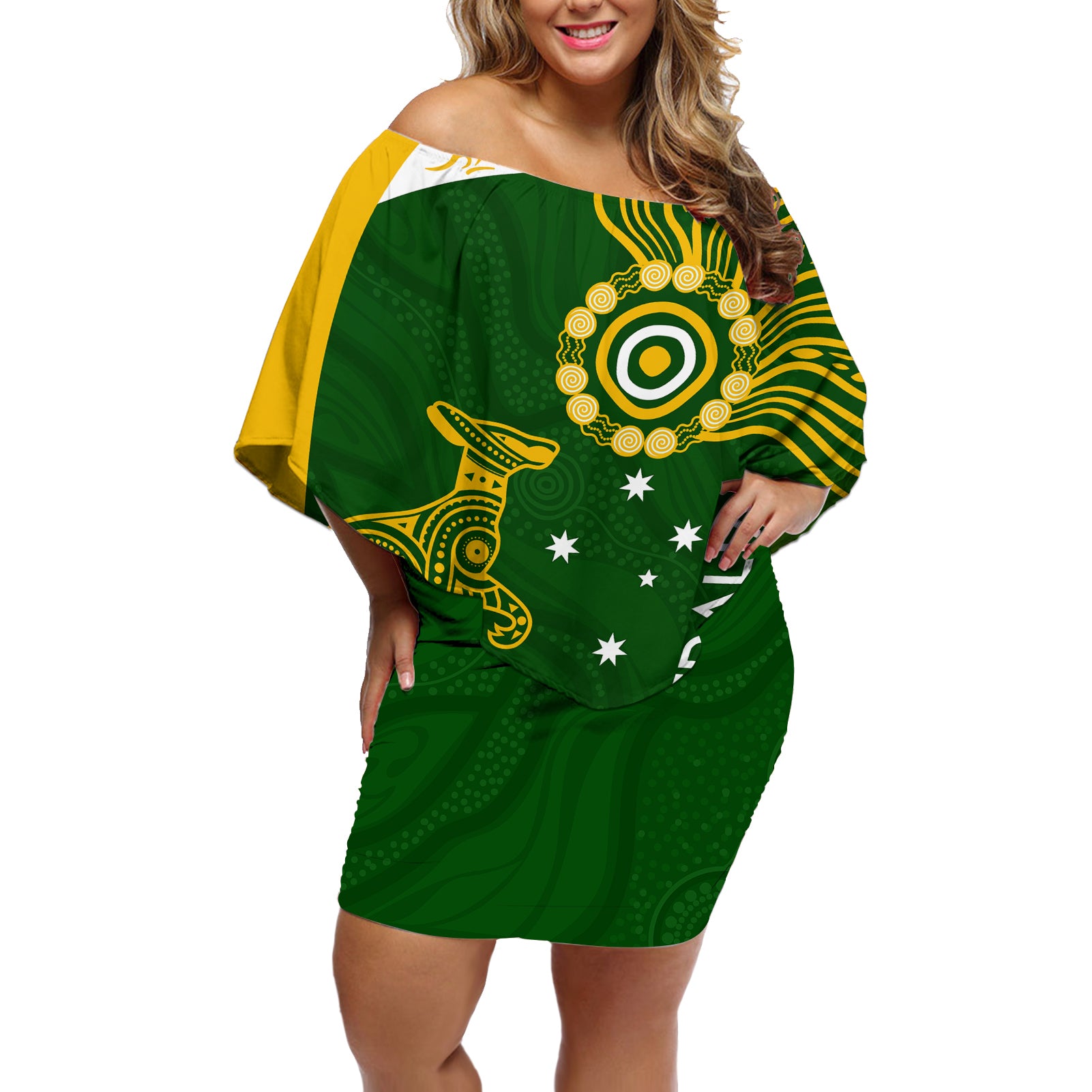 personalised-australia-indigenous-off-shoulder-short-dress-wallabies-champions-rugby-world-cup-2023