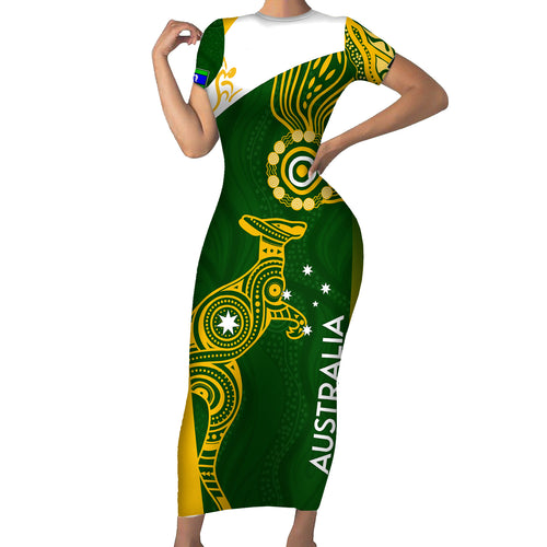 personalised-australia-indigenous-short-sleeve-bodycon-dress-wallabies-champions-rugby-world-cup-2023