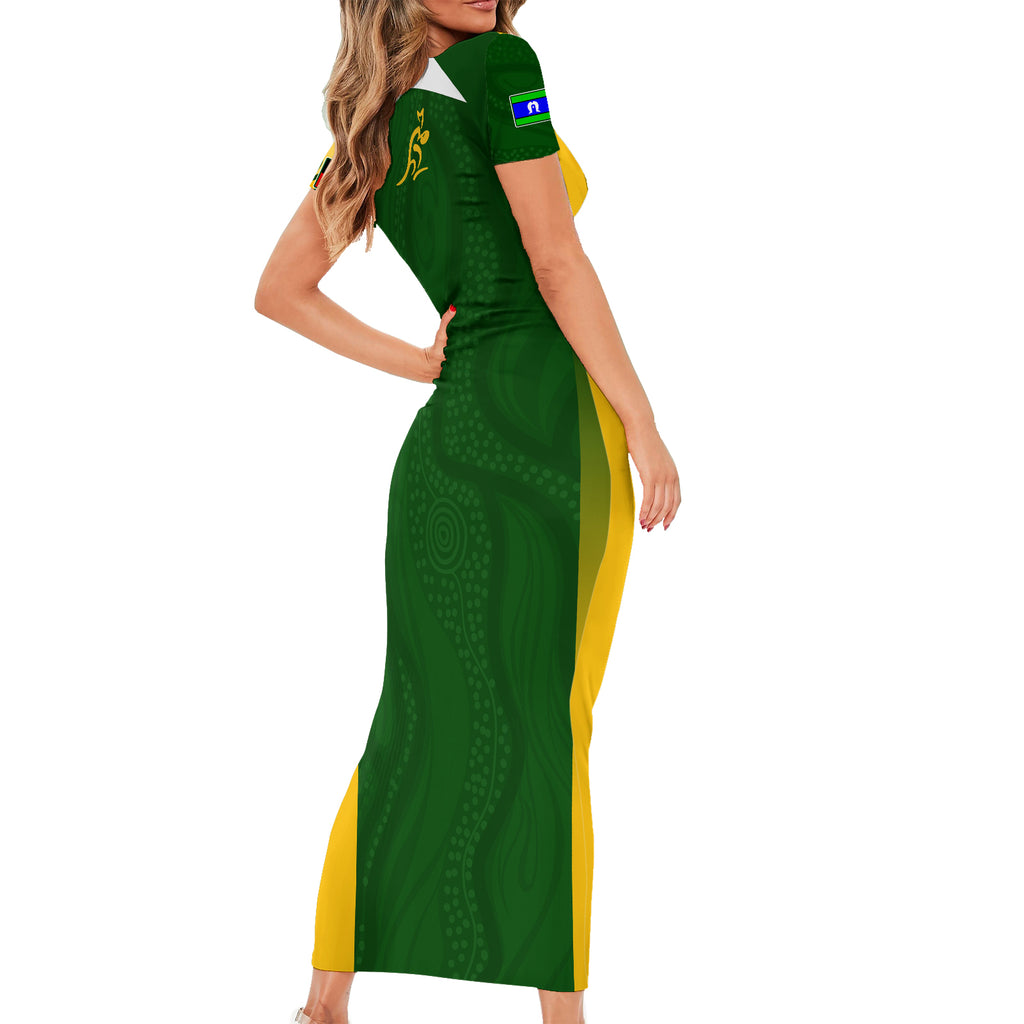 personalised-australia-indigenous-short-sleeve-bodycon-dress-wallabies-champions-rugby-world-cup-2023