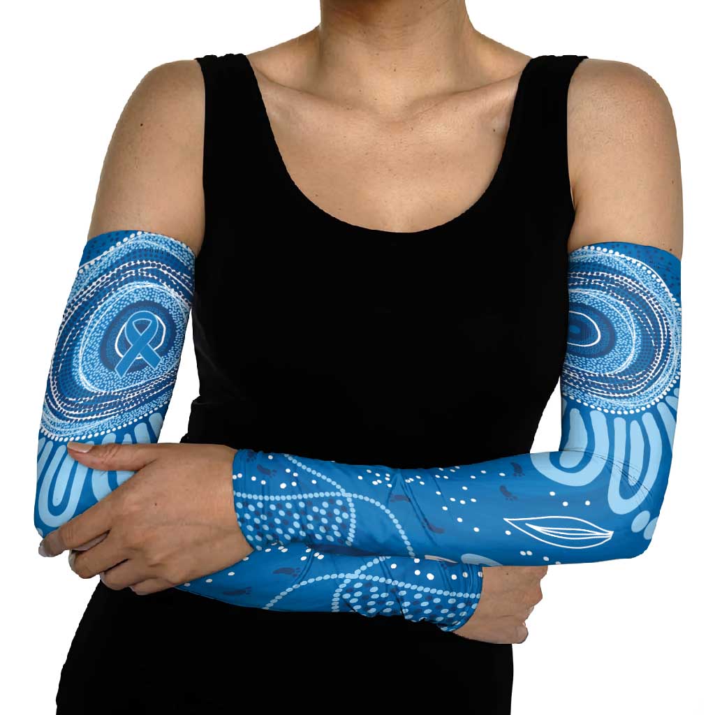 Australia Indigenous Arm Sleeves Blue Ribbon Prostate Cancer Awareness - Aussie Hoodie