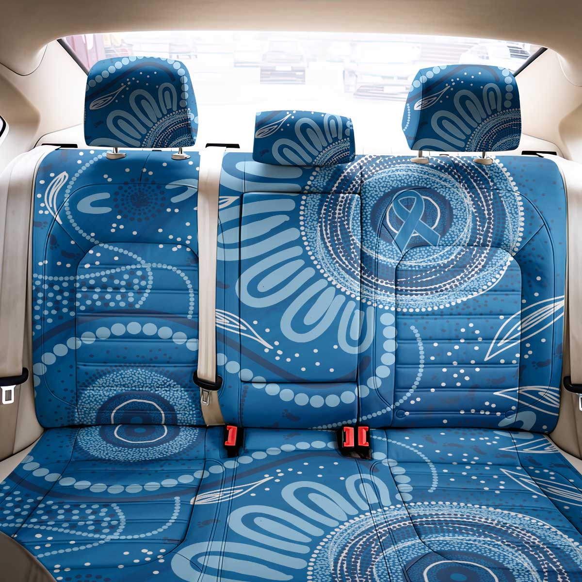 Australia Indigenous Back Car Seat Cover Blue Ribbon Prostate Cancer Awareness - Aussie Hoodie