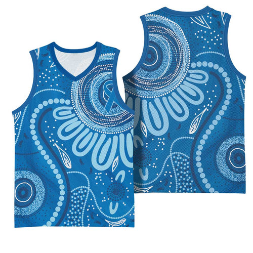 Australia Indigenous Basketball Jersey Blue Ribbon Prostate Cancer Awareness - Aussie Hoodie