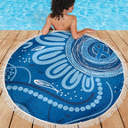 Australia Indigenous Beach Blanket Blue Ribbon Prostate Cancer Awareness - Aussie Hoodie