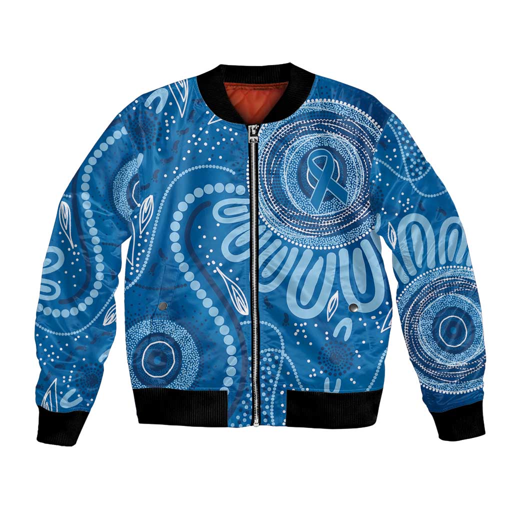 Australia Indigenous Bomber Jacket Blue Ribbon Prostate Cancer Awareness - Aussie Hoodie