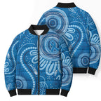 Australia Indigenous Bomber Puffer Jacket Blue Ribbon Prostate Cancer Awareness - Aussie Hoodie