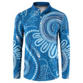 Australia Indigenous Button Sweatshirt Blue Ribbon Prostate Cancer Awareness - Aussie Hoodie