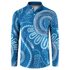 Australia Indigenous Button Sweatshirt Blue Ribbon Prostate Cancer Awareness - Aussie Hoodie