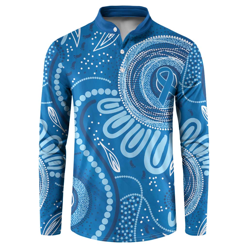 Australia Indigenous Button Sweatshirt Blue Ribbon Prostate Cancer Awareness - Aussie Hoodie