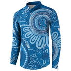 Australia Indigenous Button Sweatshirt Blue Ribbon Prostate Cancer Awareness - Aussie Hoodie