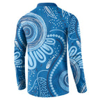 Australia Indigenous Button Sweatshirt Blue Ribbon Prostate Cancer Awareness - Aussie Hoodie