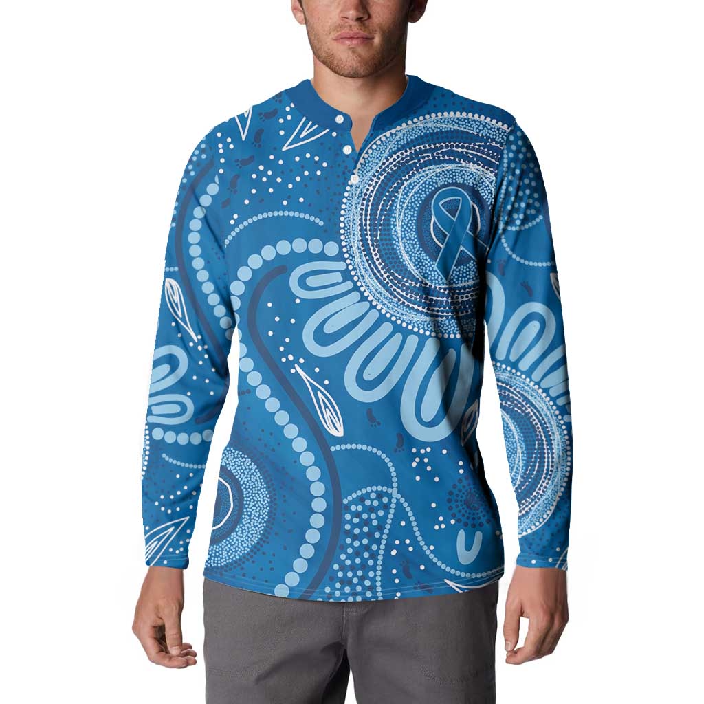 Australia Indigenous Button Sweatshirt Blue Ribbon Prostate Cancer Awareness - Aussie Hoodie