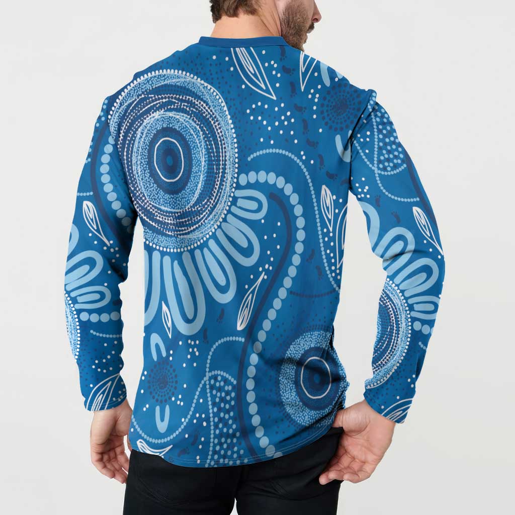 Australia Indigenous Button Sweatshirt Blue Ribbon Prostate Cancer Awareness - Aussie Hoodie