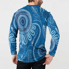 Australia Indigenous Button Sweatshirt Blue Ribbon Prostate Cancer Awareness - Aussie Hoodie