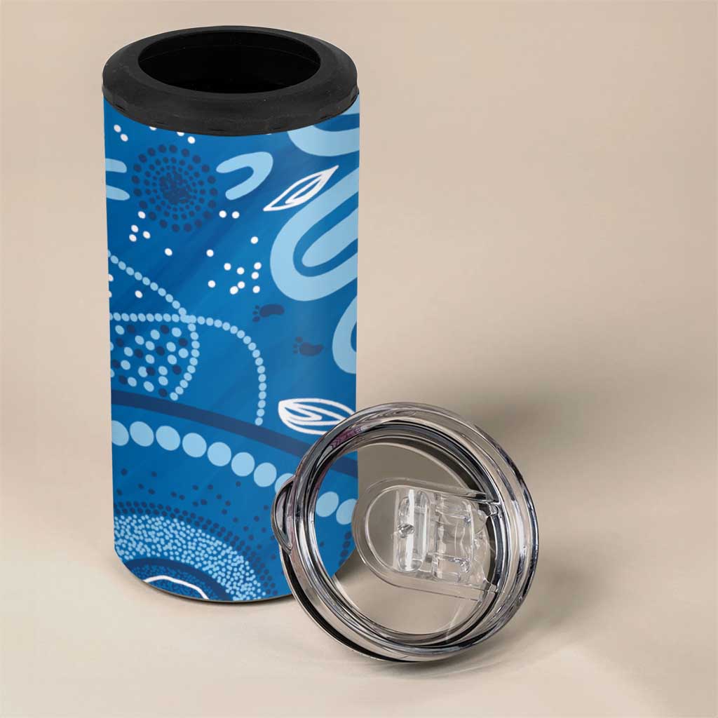 Australia Indigenous 4 in 1 Can Cooler Tumbler Blue Ribbon Prostate Cancer Awareness - Aussie Hoodie