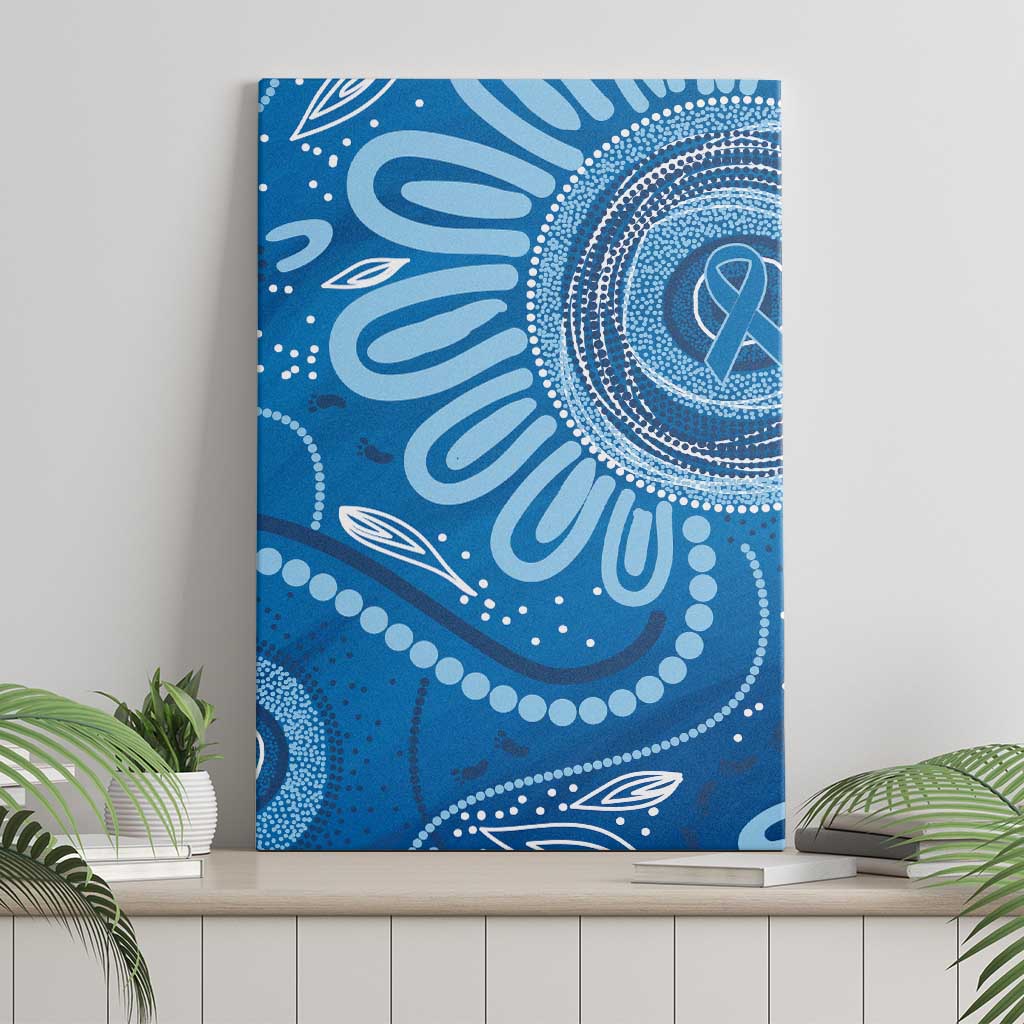 Australia Indigenous Canvas Wall Art Blue Ribbon Prostate Cancer Awareness - Aussie Hoodie