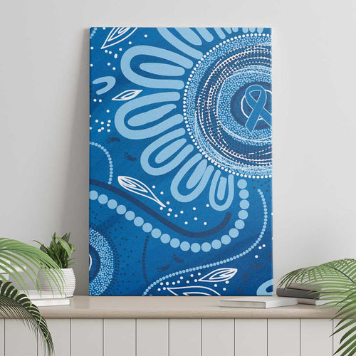 Australia Indigenous Canvas Wall Art Blue Ribbon Prostate Cancer Awareness - Aussie Hoodie