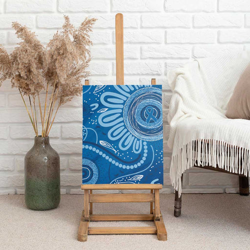Australia Indigenous Canvas Wall Art Blue Ribbon Prostate Cancer Awareness - Aussie Hoodie
