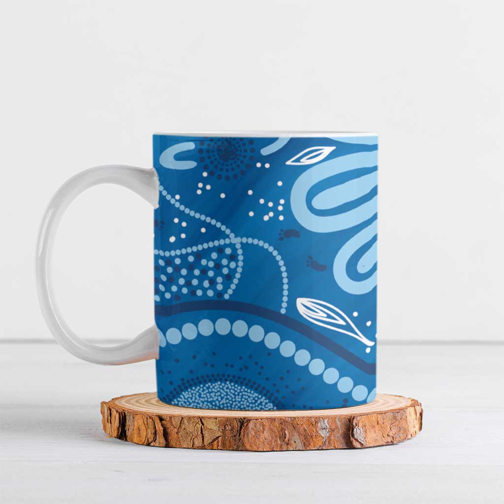 Australia Indigenous Ceramic Mug Blue Ribbon Prostate Cancer Awareness - Aussie Hoodie