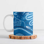 Australia Indigenous Ceramic Mug Blue Ribbon Prostate Cancer Awareness - Aussie Hoodie
