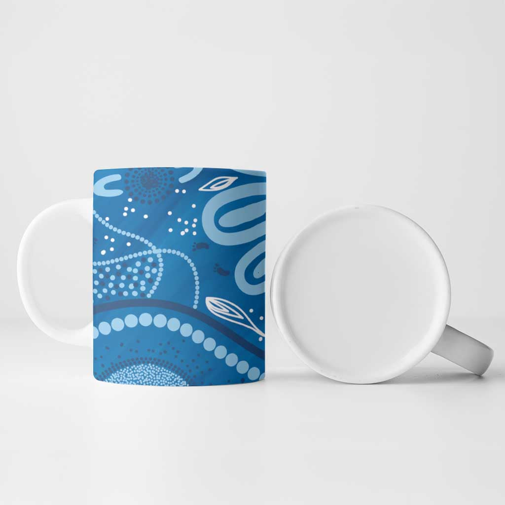 Australia Indigenous Ceramic Mug Blue Ribbon Prostate Cancer Awareness - Aussie Hoodie