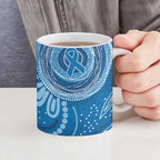 Australia Indigenous Ceramic Mug Blue Ribbon Prostate Cancer Awareness - Aussie Hoodie