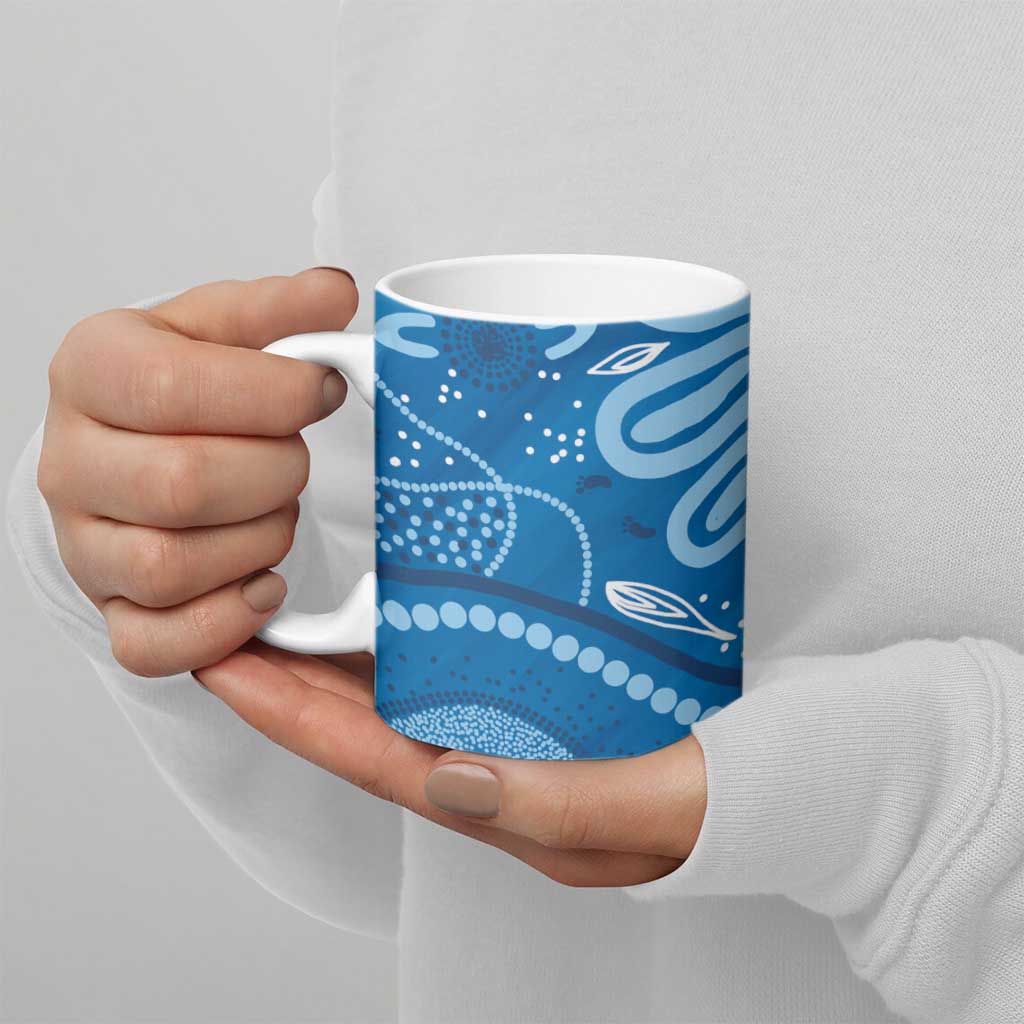 Australia Indigenous Ceramic Mug Blue Ribbon Prostate Cancer Awareness - Aussie Hoodie