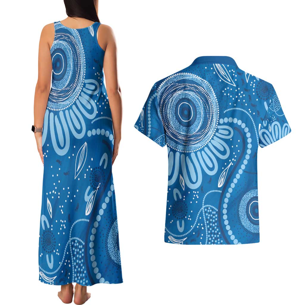 Australia Indigenous Couples Matching Tank Maxi Dress and Hawaiian Shirt Blue Ribbon Prostate Cancer Awareness - Aussie Hoodie