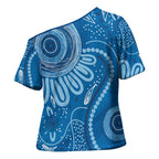 Australia Indigenous Cross Shoulder Shirt Blue Ribbon Prostate Cancer Awareness - Aussie Hoodie