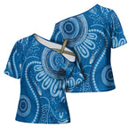 Australia Indigenous Cross Shoulder Shirt Blue Ribbon Prostate Cancer Awareness - Aussie Hoodie