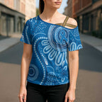 Australia Indigenous Cross Shoulder Shirt Blue Ribbon Prostate Cancer Awareness - Aussie Hoodie