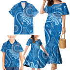 Australia Indigenous Family Matching Mermaid Dress and Hawaiian Shirt Blue Ribbon Prostate Cancer Awareness - Aussie Hoodie