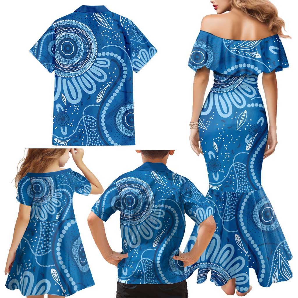 Australia Indigenous Family Matching Mermaid Dress and Hawaiian Shirt Blue Ribbon Prostate Cancer Awareness - Aussie Hoodie