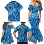 Australia Indigenous Family Matching Mermaid Dress and Hawaiian Shirt Blue Ribbon Prostate Cancer Awareness - Aussie Hoodie