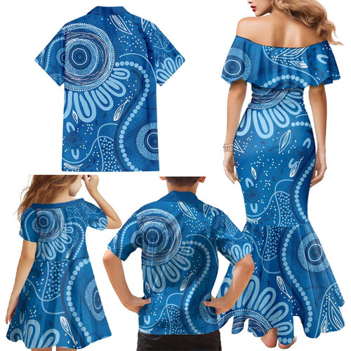 Australia Indigenous Family Matching Mermaid Dress and Hawaiian Shirt Blue Ribbon Prostate Cancer Awareness - Aussie Hoodie