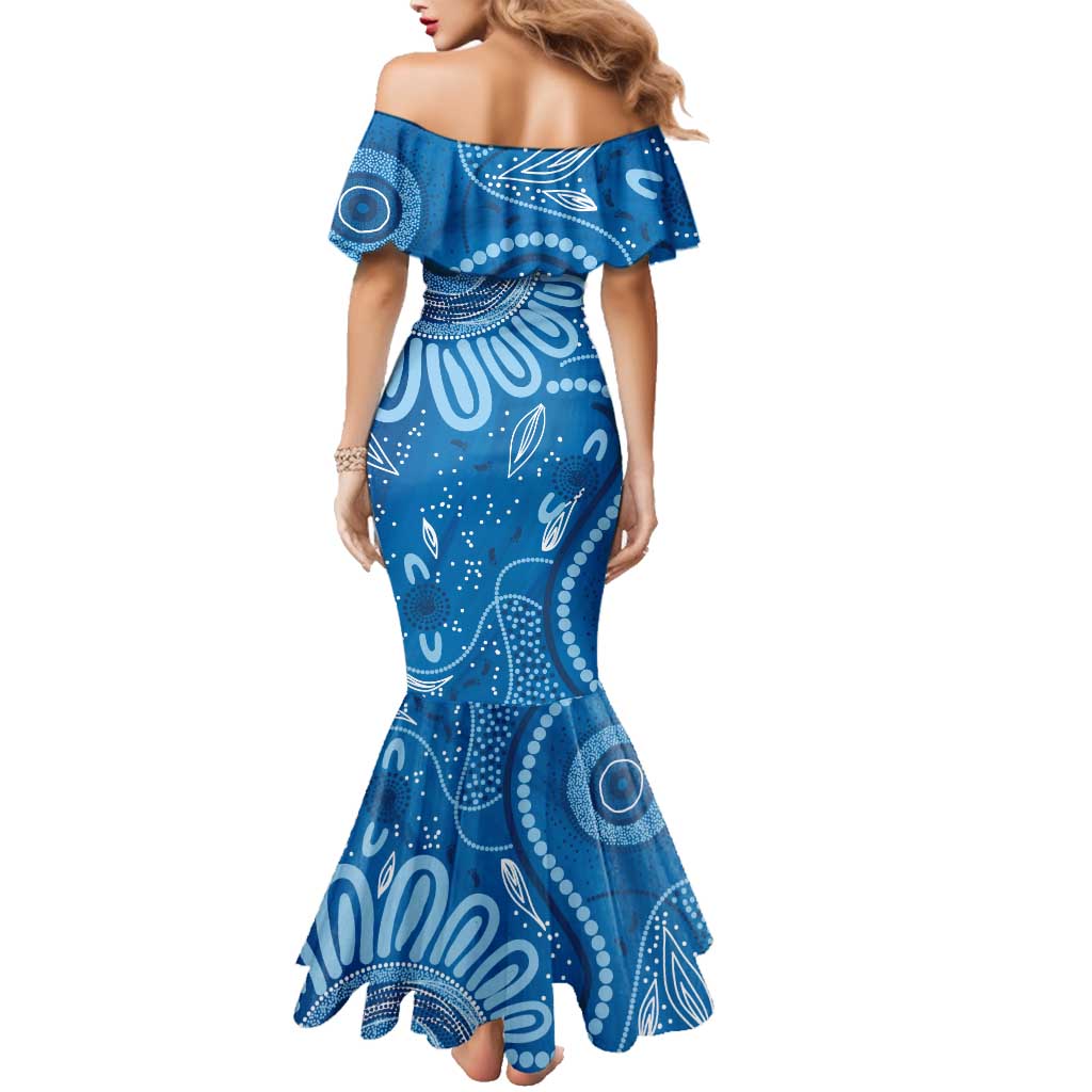 Australia Indigenous Family Matching Mermaid Dress and Hawaiian Shirt Blue Ribbon Prostate Cancer Awareness - Aussie Hoodie