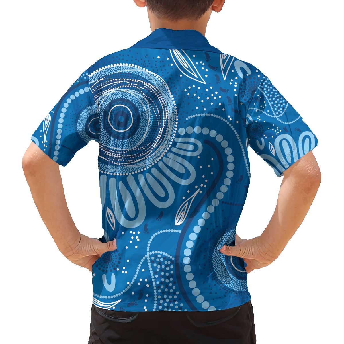 Australia Indigenous Family Matching Off The Shoulder Long Sleeve Dress and Hawaiian Shirt Blue Ribbon Prostate Cancer Awareness - Aussie Hoodie