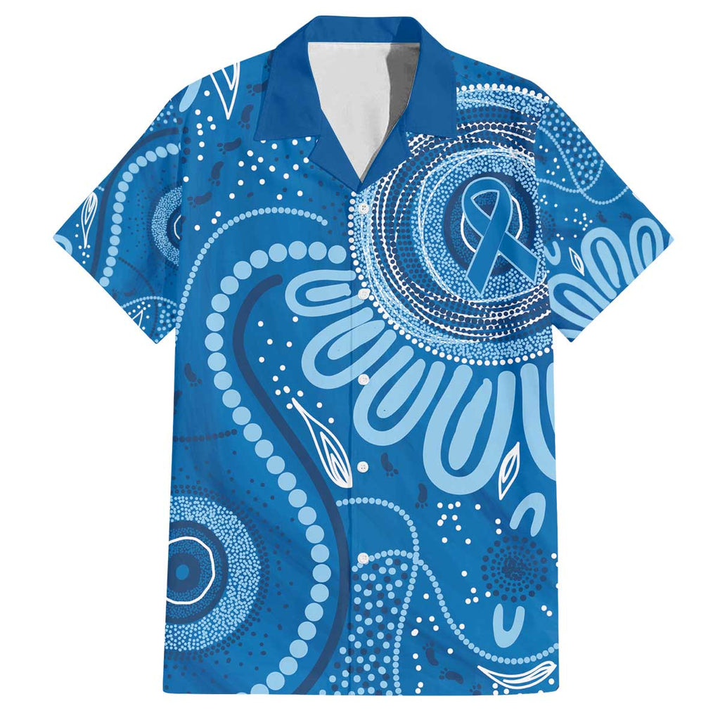 Australia Indigenous Family Matching Off The Shoulder Long Sleeve Dress and Hawaiian Shirt Blue Ribbon Prostate Cancer Awareness - Aussie Hoodie